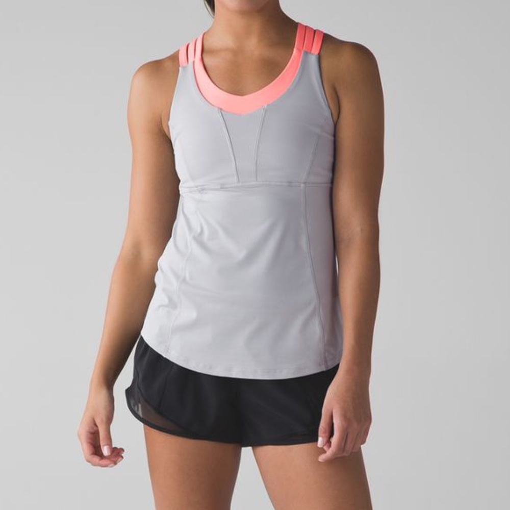 Lululemon Beat the Heat Tank Gray/Coral (size 4)